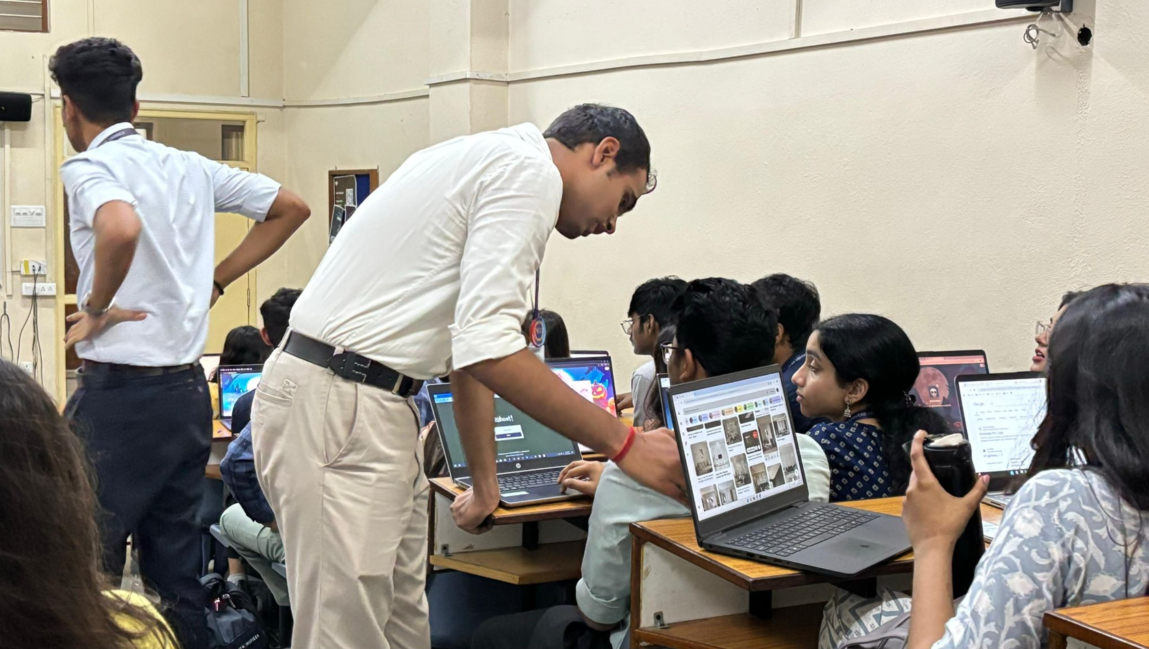 Sachin Yadav teaching Python to BBA students